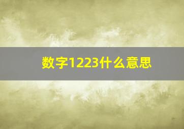 数字1223什么意思