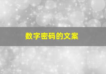 数字密码的文案