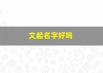 文起名字好吗