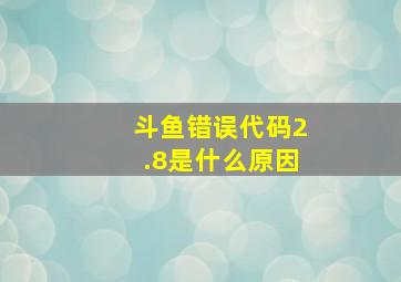 斗鱼错误代码2.8是什么原因