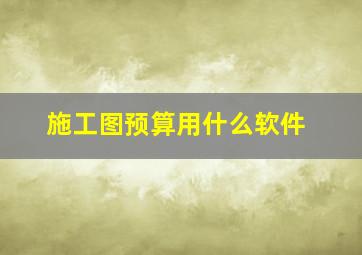 施工图预算用什么软件