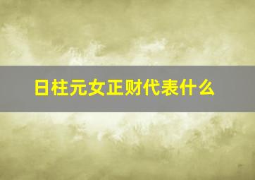 日柱元女正财代表什么