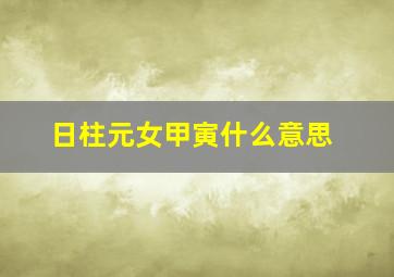 日柱元女甲寅什么意思