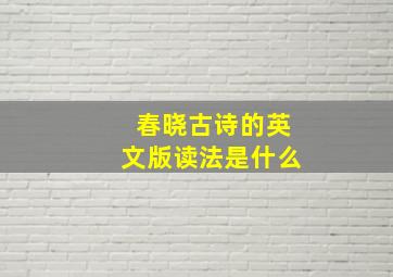 春晓古诗的英文版读法是什么