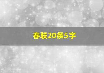 春联20条5字