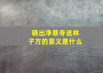 晓出净慈寺送林子方的意义是什么