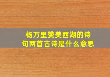 杨万里赞美西湖的诗句两首古诗是什么意思