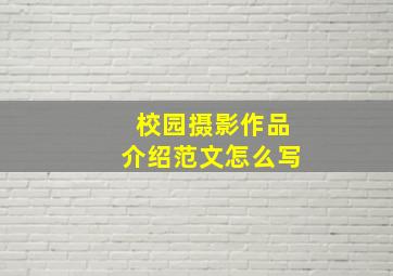 校园摄影作品介绍范文怎么写