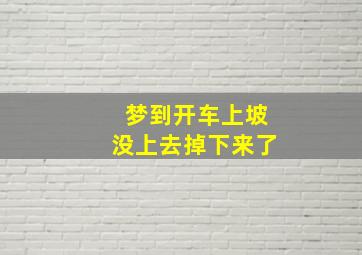 梦到开车上坡没上去掉下来了