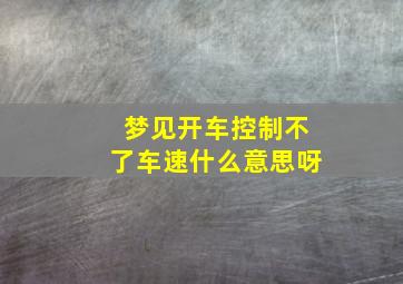 梦见开车控制不了车速什么意思呀