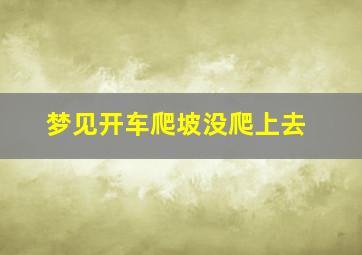 梦见开车爬坡没爬上去