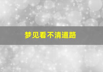 梦见看不清道路