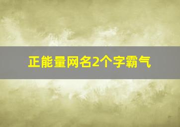 正能量网名2个字霸气