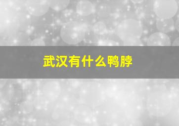 武汉有什么鸭脖