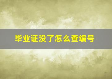 毕业证没了怎么查编号