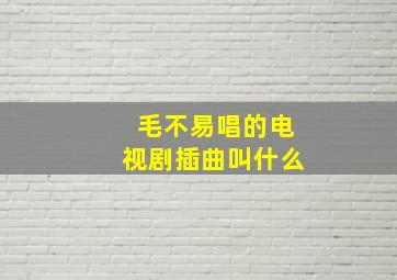 毛不易唱的电视剧插曲叫什么