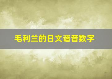 毛利兰的日文谐音数字