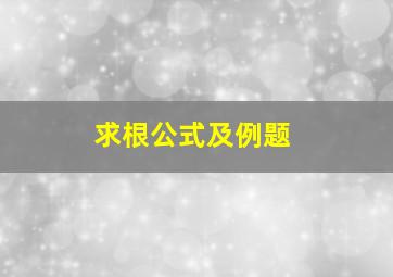 求根公式及例题