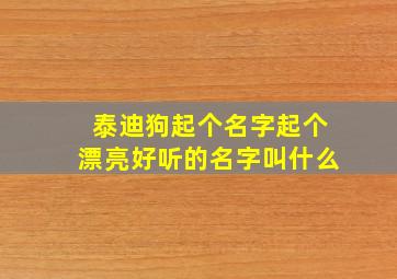 泰迪狗起个名字起个漂亮好听的名字叫什么