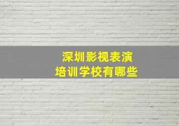 深圳影视表演培训学校有哪些