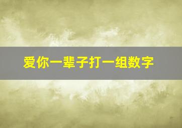 爱你一辈子打一组数字