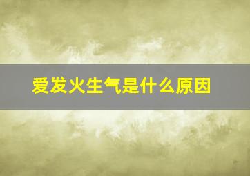 爱发火生气是什么原因