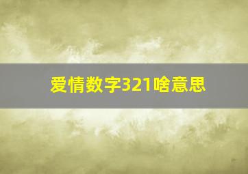 爱情数字321啥意思