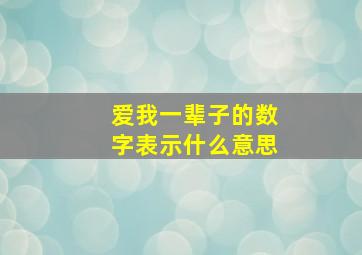 爱我一辈子的数字表示什么意思