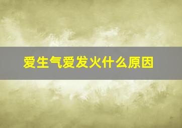 爱生气爱发火什么原因