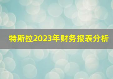 特斯拉2023年财务报表分析