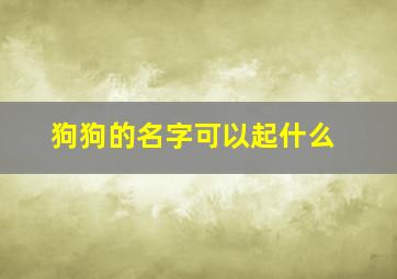 狗狗的名字可以起什么