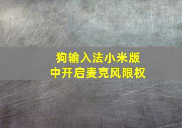 狗输入法小米版中开启麦克风限权