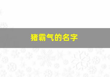 猪霸气的名字