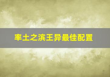 率土之滨王异最佳配置