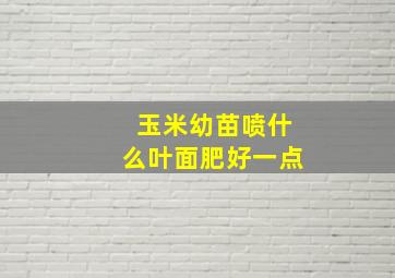 玉米幼苗喷什么叶面肥好一点