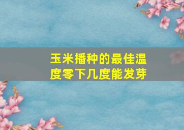 玉米播种的最佳温度零下几度能发芽