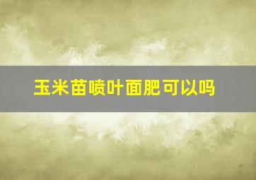 玉米苗喷叶面肥可以吗