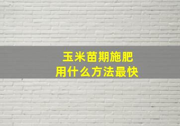 玉米苗期施肥用什么方法最快