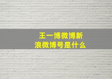 王一博微博新浪微博号是什么