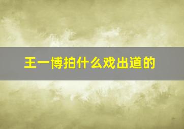 王一博拍什么戏出道的