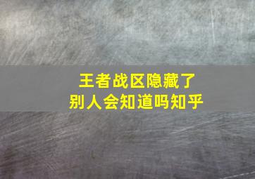 王者战区隐藏了别人会知道吗知乎