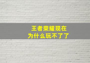 王者荣耀现在为什么玩不了了