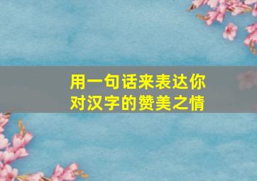 用一句话来表达你对汉字的赞美之情