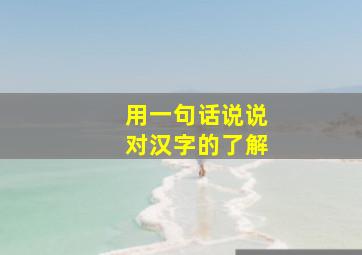 用一句话说说对汉字的了解