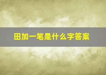 田加一笔是什么字答案