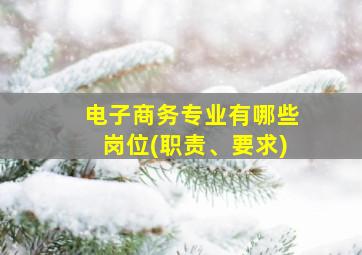 电子商务专业有哪些岗位(职责、要求)