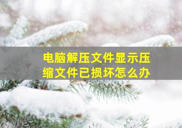 电脑解压文件显示压缩文件已损坏怎么办