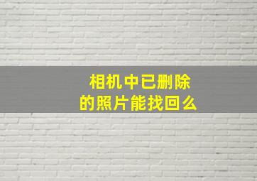 相机中已删除的照片能找回么