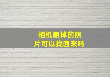 相机删掉的照片可以找回来吗