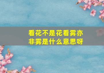 看花不是花看雾亦非雾是什么意思呀